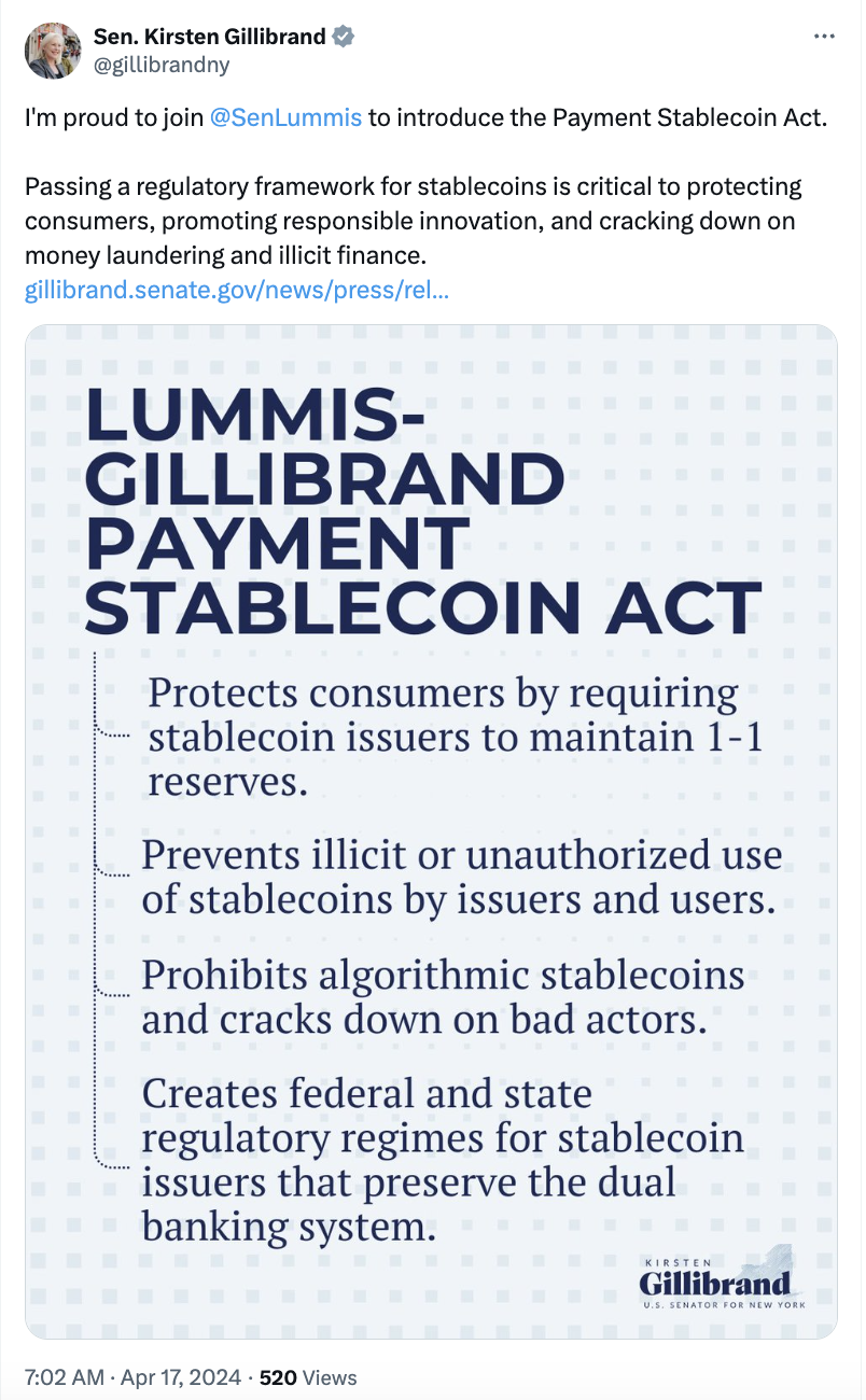 US senators introduce new stablecoin bill