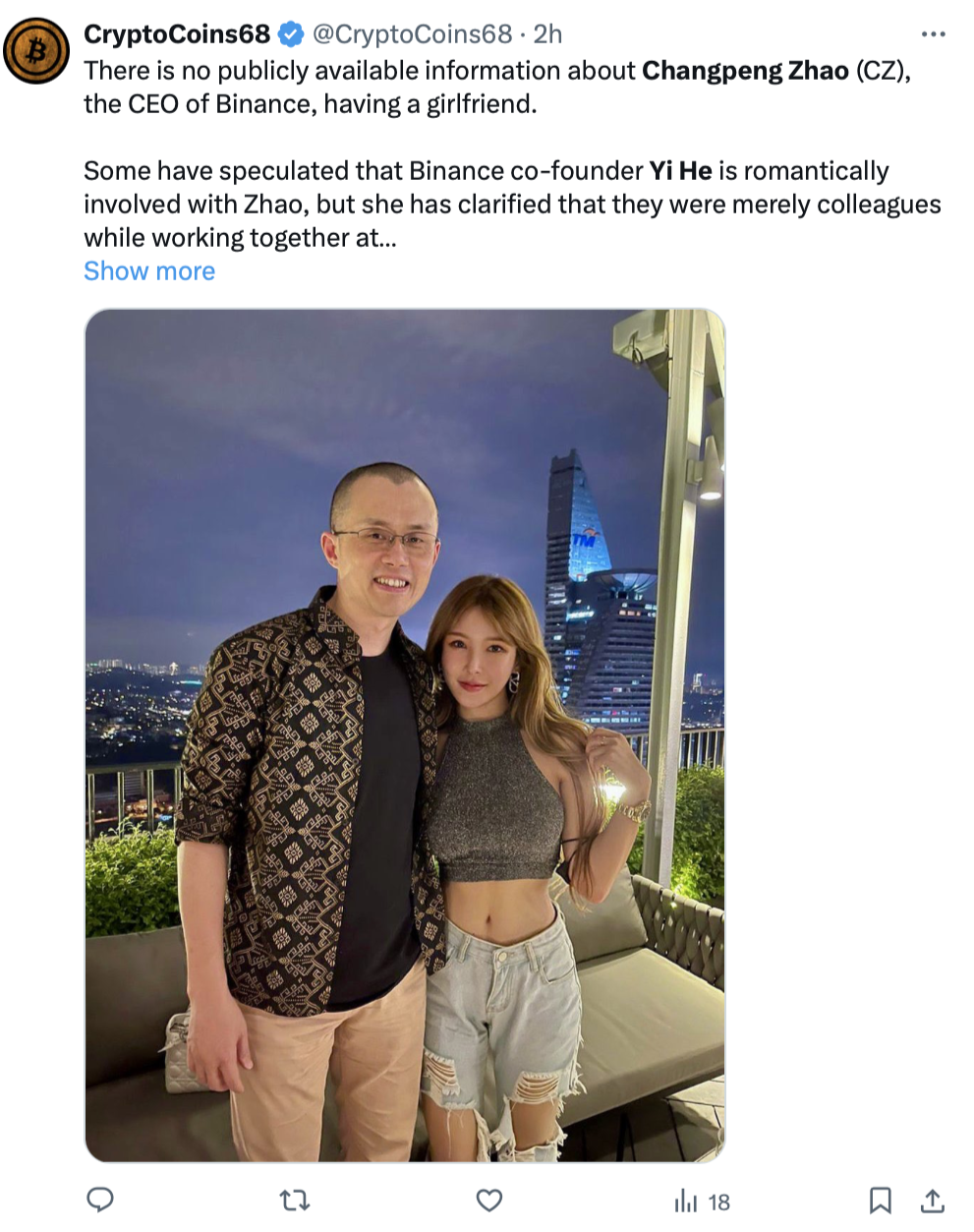 Binance co-founder He Yi says CZ received ‘most optimal outcome’