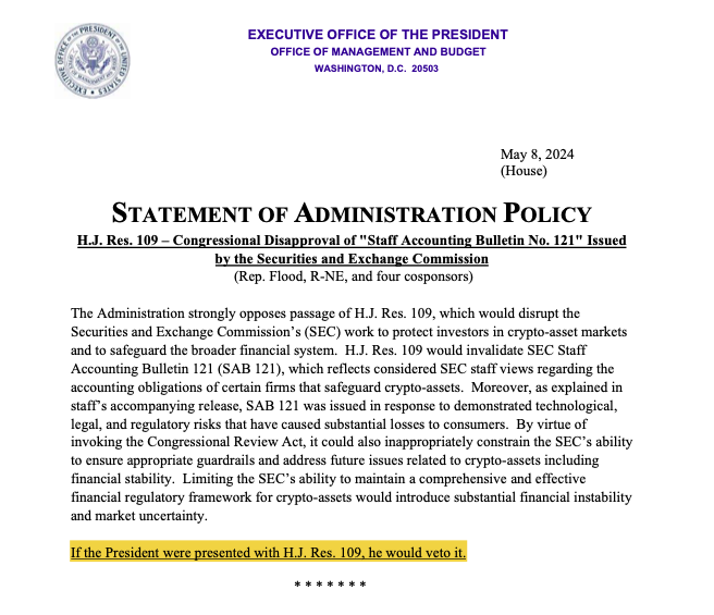 House votes to nullify SEC’s anti-crypto banking guidance SAB 121